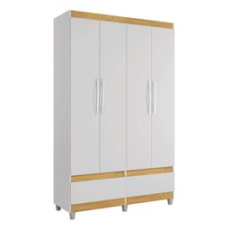 Guarda-Roupa Roupeiro Solteiro Romeu 4 portas 2 Gavetas Branco - Rede Móveis - 3