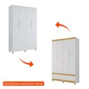 Ver imagem 5 de Guarda-Roupa Roupeiro Solteiro Romeu 4 portas 2 Gavetas Branco - Rede Móveis