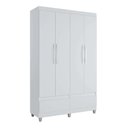 Ver imagem 1 de Guarda-Roupa Roupeiro Solteiro Romeu 4 portas 2 Gavetas Branco - Rede Móveis