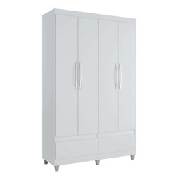 Guarda-Roupa Roupeiro Solteiro Romeu 4 portas 2 Gavetas Branco - Rede Móveis - 1