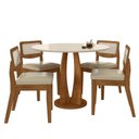 Ver imagem 2 de Mesa Redonda Camogli 4 Cadeiras Sextavadas Freijó/off/corino Beg - M.a Freijó/off Premium/corino