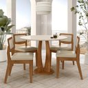 Ver imagem 1 de Mesa Redonda Camogli 4 Cadeiras Sextavadas Freijó/off/corino Beg - M.a Freijó/off Premium/corino