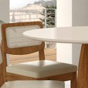 Ver imagem 3 de Mesa Redonda Camogli 4 Cadeiras Sextavadas Freijó/off/corino Beg - M.a Freijó/off Premium/corino