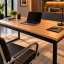 Ver imagem 3 de Mesa Escrivaninha Office Tampo Grosso Industrial 1,50m Nogal/Preto Realme Mesa para Escritório Estil