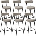 Ver imagem 1 de Kit 06 Banquetas Baixa para Cozinha Sala de Jantar Bar Bancada Milão L02 Bouclê Creme - lyam decor L