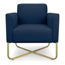 Ver imagem 4 de Kit 2 Poltronas Marisa Suede Azul Marinho Base X Industrial Dourado - D'rossi