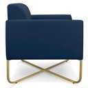 Ver imagem 5 de Kit 2 Poltronas Marisa Suede Azul Marinho Base X Industrial Dourado - D'rossi