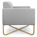 Ver imagem 5 de Kit 2 Poltronas Marisa Suede Cinza Base X Industrial Dourado - D'Rossi