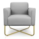 Ver imagem 4 de Kit 2 Poltronas Marisa Suede Cinza Base X Industrial Dourado - D'Rossi