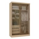 Ver imagem 1 de Guarda Roupa Modulado Mônaco 2 Portas de Correr 3 Gavetas MDP Carvalho-Vidro Reflecta Bronze