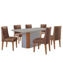Ver imagem 2 de Mesa Jantar Isadora 180cm 6 Cadeiras Isadora Moderna Mobília Tork/off White/naturale