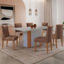 Ver imagem 1 de Mesa Jantar Isadora 180cm 6 Cadeiras Isadora Moderna Mobília Tork/off White/naturale