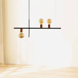 Pendente Lustre Haven 3 Lampadas para Sala Salao Cozinha e Comercio - Preto/cobre Verniz - 1