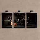 Ver imagem 4 de Kit 3 Quadro Decorativo Rock Guitarra Bateria Estúdio Música 28x20cm