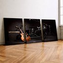 Ver imagem 2 de Kit 3 Quadro Decorativo Rock Guitarra Bateria Estúdio Música 28x20cm