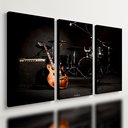 Ver imagem 1 de Kit 3 Quadro Decorativo Rock Guitarra Bateria Estúdio Música 28x20cm