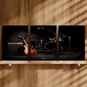 Ver imagem 3 de Kit 3 Quadro Decorativo Rock Guitarra Bateria Estúdio Música 28x20cm