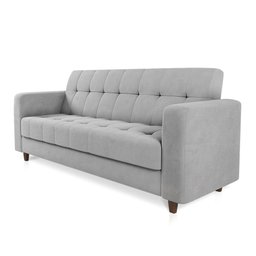 Sofá 03 Lugares Arezzo Suede Cinza Pés Chanfrado Tabaco - D'Rossi DRossi - 5