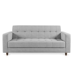 Sofá 03 Lugares Arezzo Suede Cinza Pés Chanfrado Tabaco - D'Rossi DRossi - 3