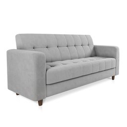 Sofá 03 Lugares Arezzo Suede Cinza Pés Chanfrado Tabaco - D'Rossi DRossi - 2