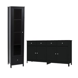 Cristaleira + Aparador Buffet Ditália E-962-r-626 Cor:preto