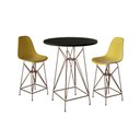 Ver imagem 1 de Jogo Mesa Bistrô Eames Preta 60Cm 2 Banquetas Amarela Base Ferro Cobre - Cor: Preto