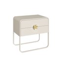 Ver imagem 3 de Mesa de Cabeceira 60cm 2 Gavetas Orgânica Pé Metal Luna Off White