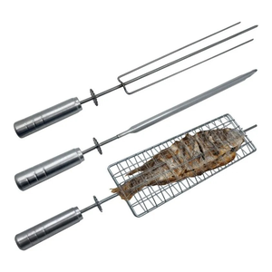 Kit 3 Espetos Grelha Espada Tridente P/ Grill Giratório
