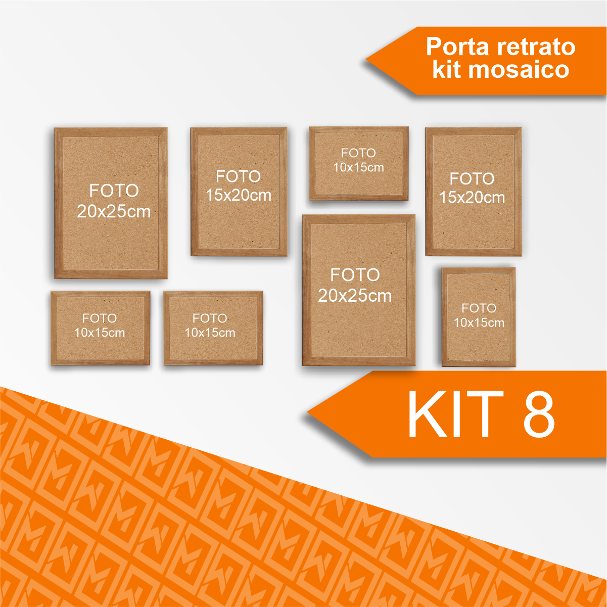 Mosaico de Porta Retrato Kit 8.2 -(15x20 / 20x25 / 10x15) Linha One Acetato Cor:carvalho - 3