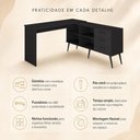 Ver imagem 3 de Mesa de Costura em L com 3 Gavetas e 4 Nichos para Artesanato e Ateliê Multimóveis MP6106 Preto