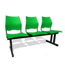 Ver imagem 1 de Longarina 3 Lugares Versat Assento Encosto Plástico Coluna Dupla para Recepção Escritório Verde