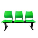 Ver imagem 4 de Longarina 3 Lugares Versat Assento Encosto Plástico Coluna Dupla para Recepção Escritório Verde
