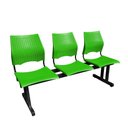 Ver imagem 3 de Longarina 3 Lugares Versat Assento Encosto Plástico Coluna Dupla para Recepção Escritório Verde