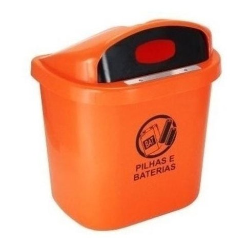 Lixeira Descarte De Pilhas E Baterias 40L Poste Ou Parede