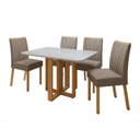 Ver imagem 2 de Conjunto Sala de Jantar 4 Lugares Retangular Tampo Vidro/MDF Mesa Bold e Cadeiras Pés Madeira Jade