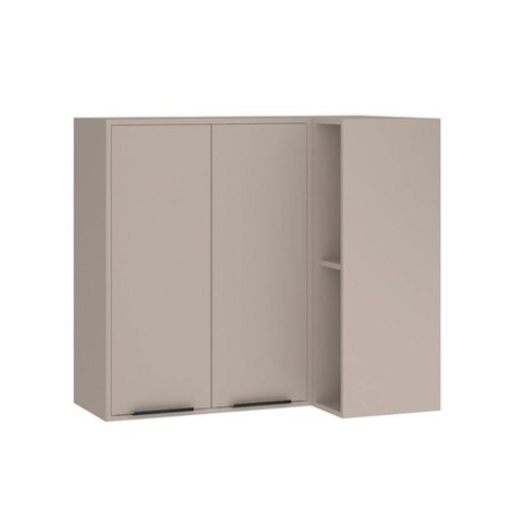 Armário Aéreo Canto Reto 95cm 2 Portas e Nichos Stylo Luciane Móveis Cinammon