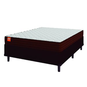 Cama Box Casal Colchão Molas Ensacadas Qatar 138x188x60 Marrom/branco - Suporta até 150kg por