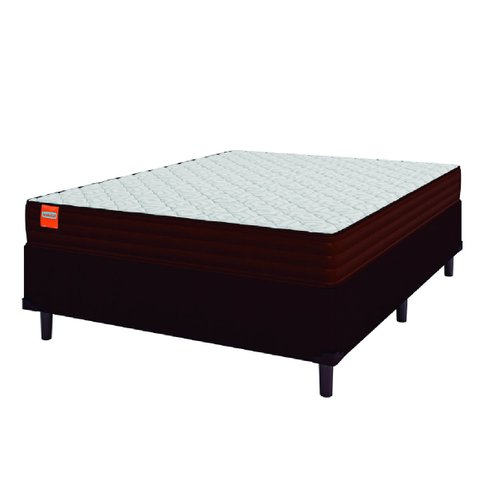 Cama Box Casal Colchão Molas Ensacadas Qatar 138x188x60 Marrom/branco - Suporta até 150kg por