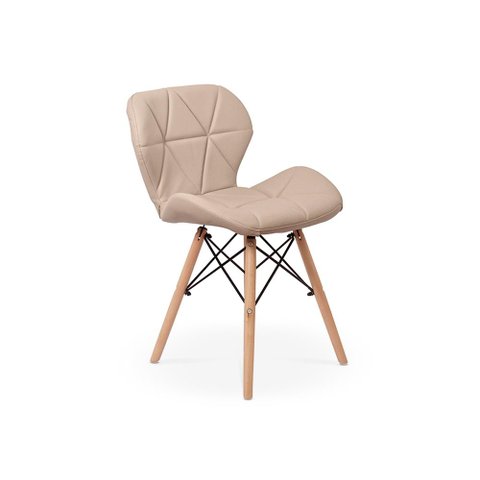 Cadeira Eiffel Sim Wood Estofada - Nude