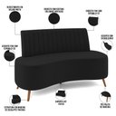 Ver imagem 4 de Sofá Chaise Living 2 Lugares 135cm para Sala Cayman K01 Veludo Preto - Lyam Decor