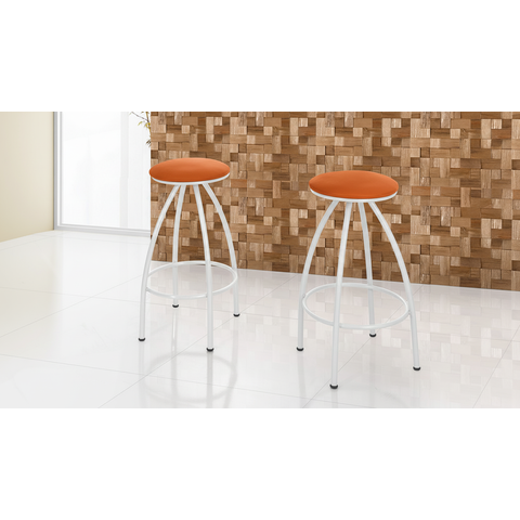 Kit 2 Banquetas sem Encosto de 70cm:laranja/branco