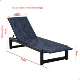 Kit 2 Espreguiçadeiras para Piscina Alumínio e Mesa de Apoio Ripada Alumínio - 4