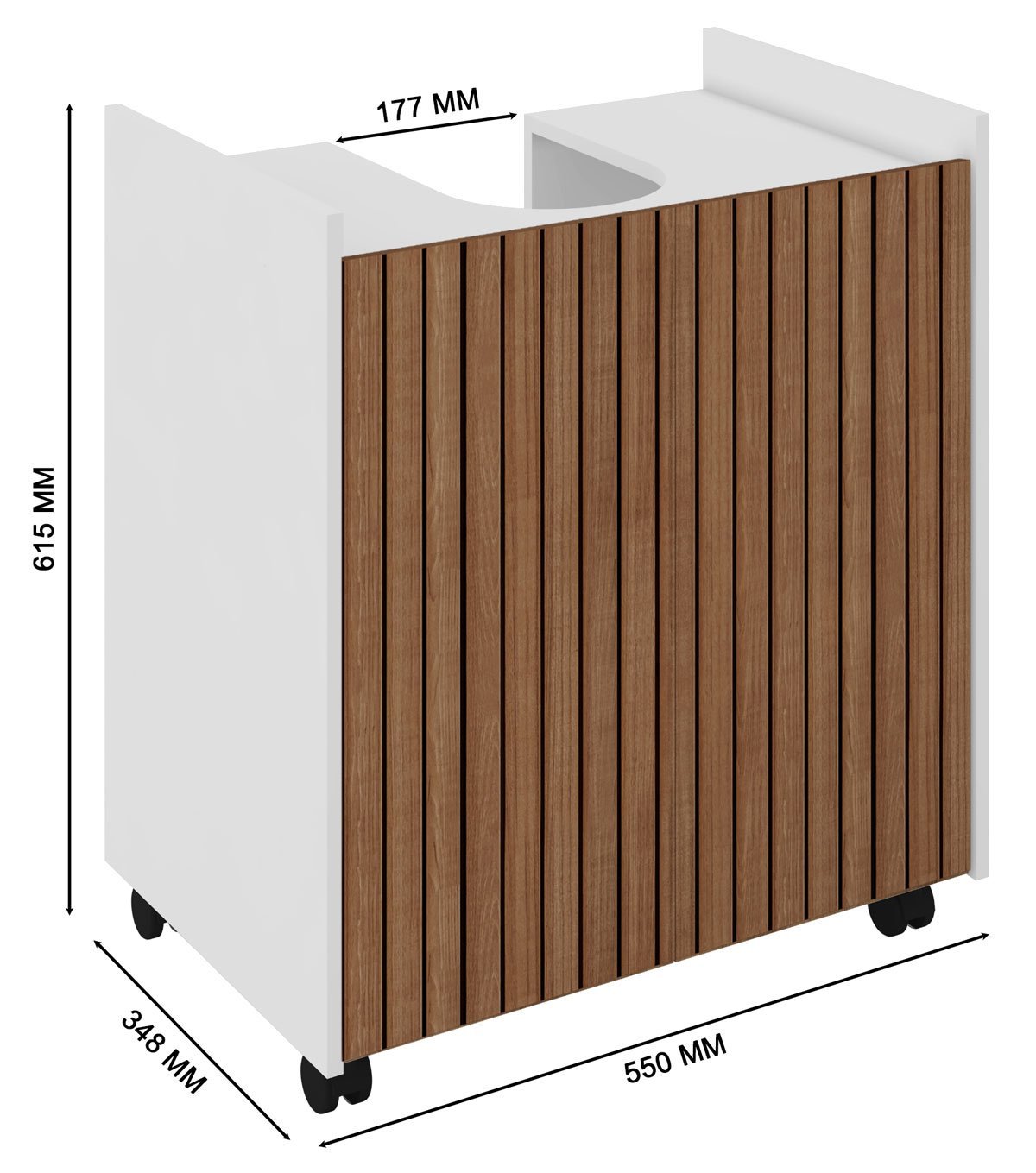 Gabinete Banheiro Pia de Coluna Eccos Branco Ripado - Potenza - 6