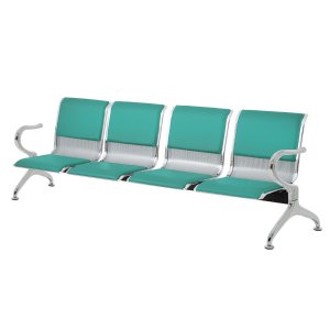 Cadeira Longarina Cromada 4 Lugares com Estofado - Verde