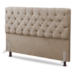 Cabeceira Cama Box Casal Queen Size Lylla 160cm Capitonê com Frame Suede Bege - Desk Design - 1