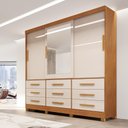 Ver imagem 3 de Guarda Roupa Casal 3 Portas Bianchi Turim Nature e Off White