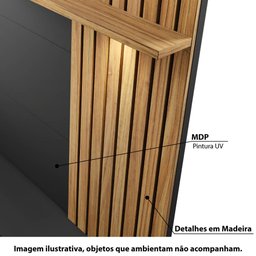 Rack com Painel Suspenso Tocantins 180 cm para TV de até 60 - Preto/Castanho - 2