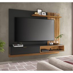 Rack com Painel Suspenso Tocantins 180 cm para TV de até 60 - Preto/Castanho - 1