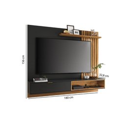 Rack com Painel Suspenso Tocantins 180 cm para TV de até 60 - Preto/Castanho - 5