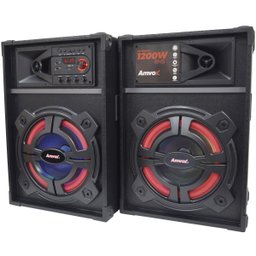 Caixa Som Amplificada Bluetooth 1200W Rms Ativa Passiva 2 Microfones Usb Led Amvox ACA 1212 Batidã - 2